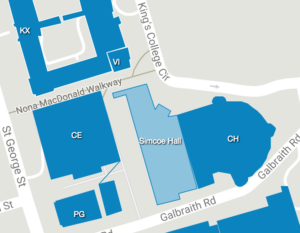 Simcoe Hall on Map - click to go to U of T campus maps